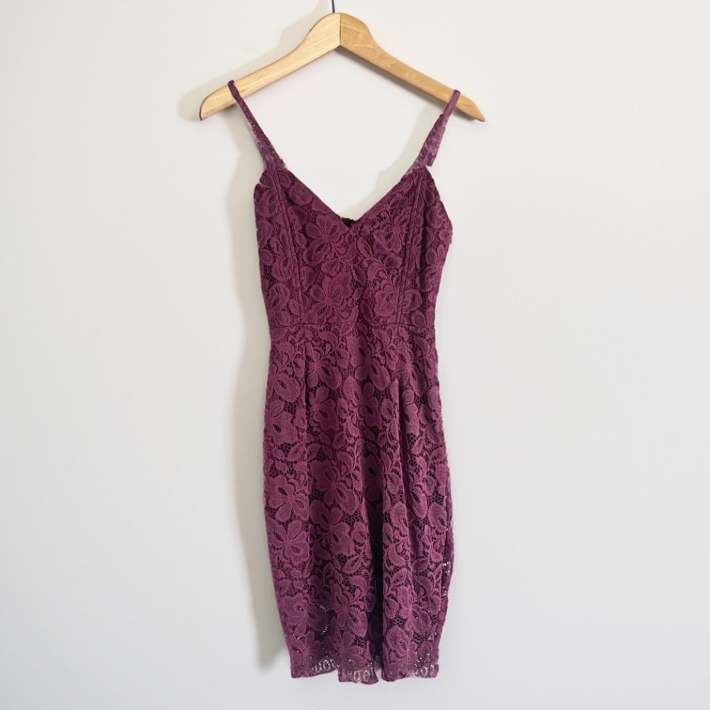 Floral Lace Red Wine/Burgundy/Deep Red Mini Cocktail Dress